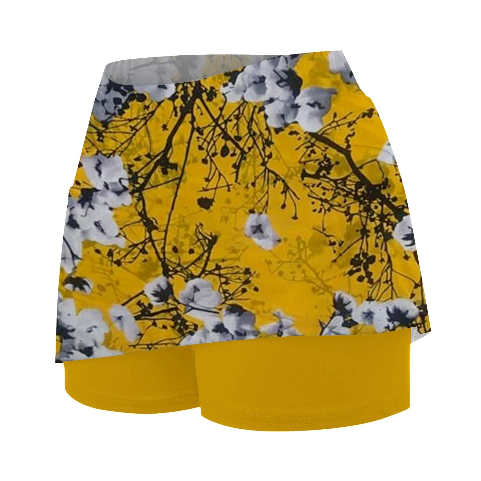 Jupe Short Femme Ete Sport 2 en 1 Grande Taille Jupe Tennis avec Poche Décontracté Skorts Skirt Ventre Plat Fleurs Imprimé Jupette pour Le Golf La Randonnée La Course À Pied Le Cyclisme