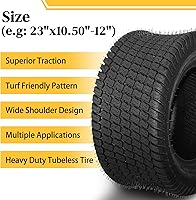 Vista 2 de 23 x 10.50-12 neumáticos para carrito de golf para cortacésped 23/10.50-12 neumáticos de césped y tractor de jardín 23x10.50x12 sin cámara 4PR Juego