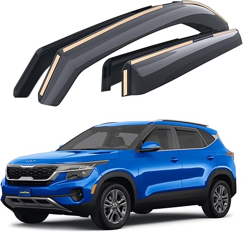 Goodyear Deflectores de ventana de canal inastillables para Kia Seltos 2021-2023, protectores de lluvia, viseras de ventana para automóviles,