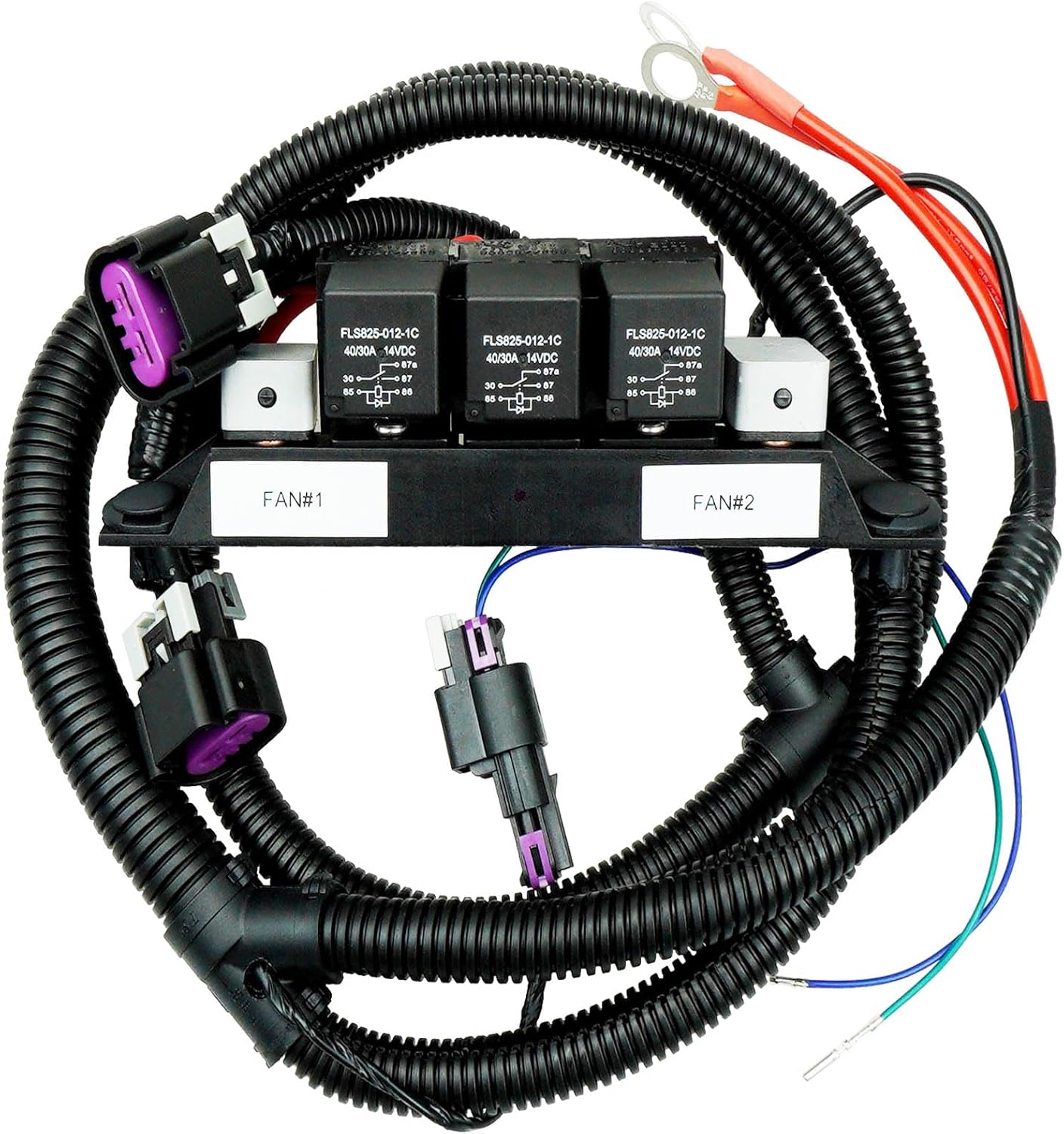 Dual Speed Electric Fan Control Wiring Harness Kit Fits for Chevy Silverado Suburban Avalanche Tahoe GMC Yukon Sierra, Retrofit Stand Alone Electric Fan Harness Replace 674-00923