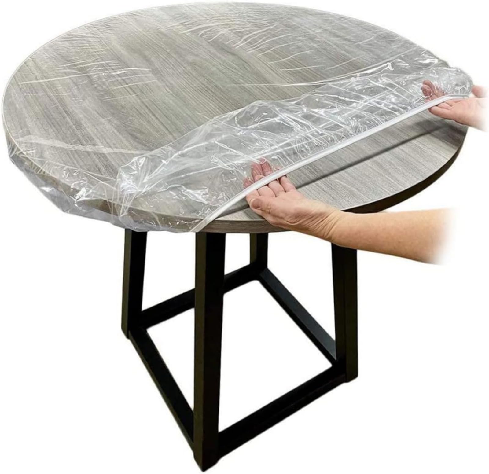 Morkite Transparent Tablecloth Round Outdoor Tablecloth Weatherproof Garden Tablecloth Round with Elastic Band Non-Slip Wipe Clean Plastic Tablecloth