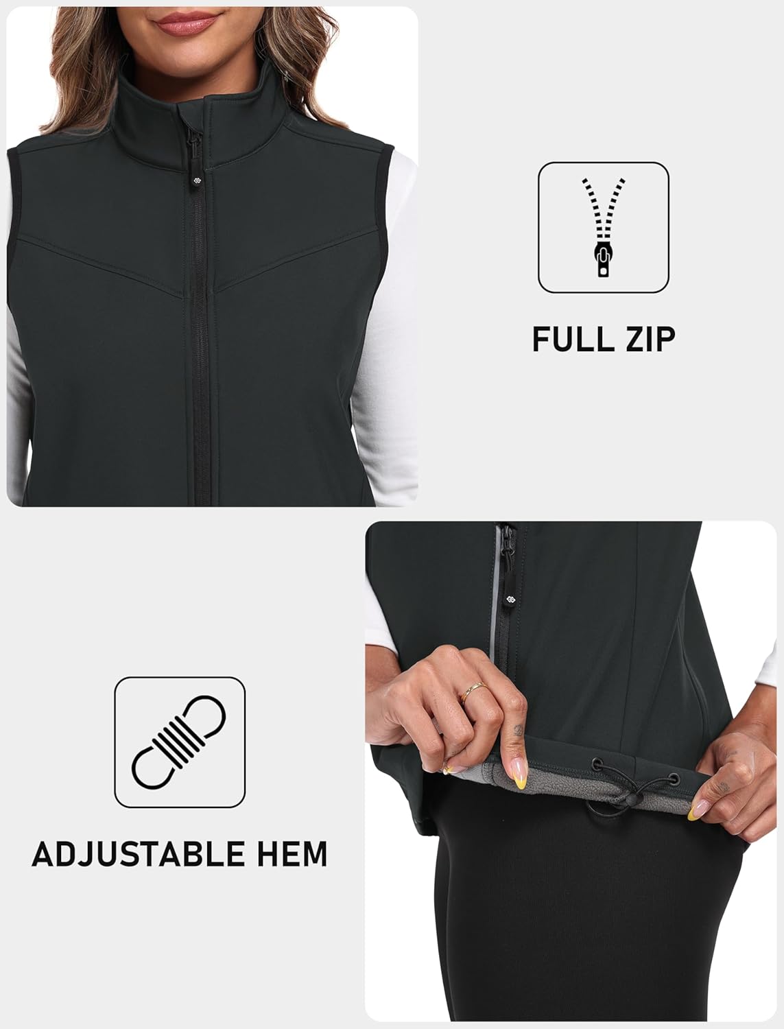 MoFiz Women's Fleece Lined Softshell Vest Windproof Lightweight Insulated Sleeveless Jacket Full Zip Running Vest - Image 4