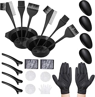 Hair Dye Coloring DIY Beauty Salon Tool Kit - 21 Pieces Hair Tinting Bowl, Dye Brush, Ear Cover, Gloves for DIY Salon Hair Dye Tools Hair Coloring Bleaching Hair Dryers Hair Dye Tools
