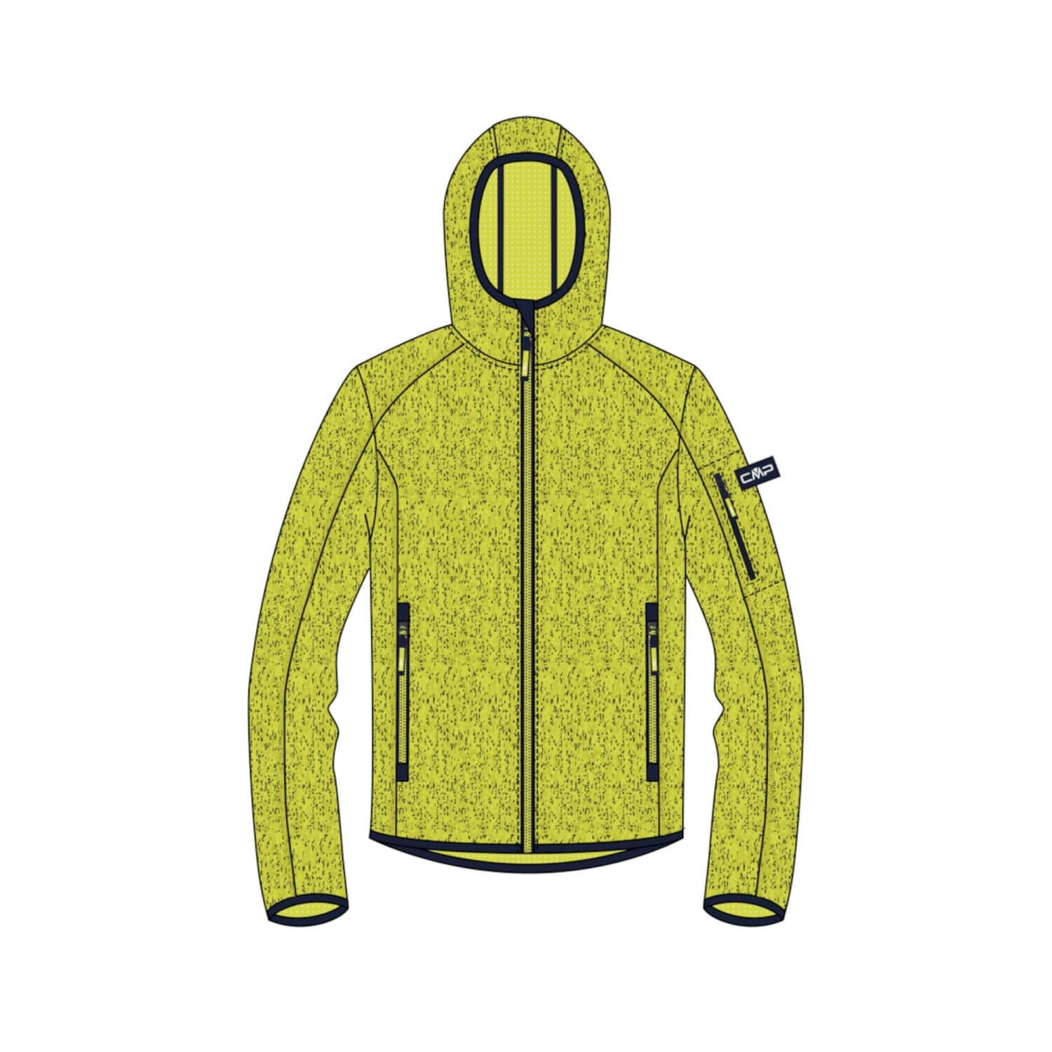 CMP - Knit-Tech Children's Jacket with Fixed Hood, Lime-Darker, 176