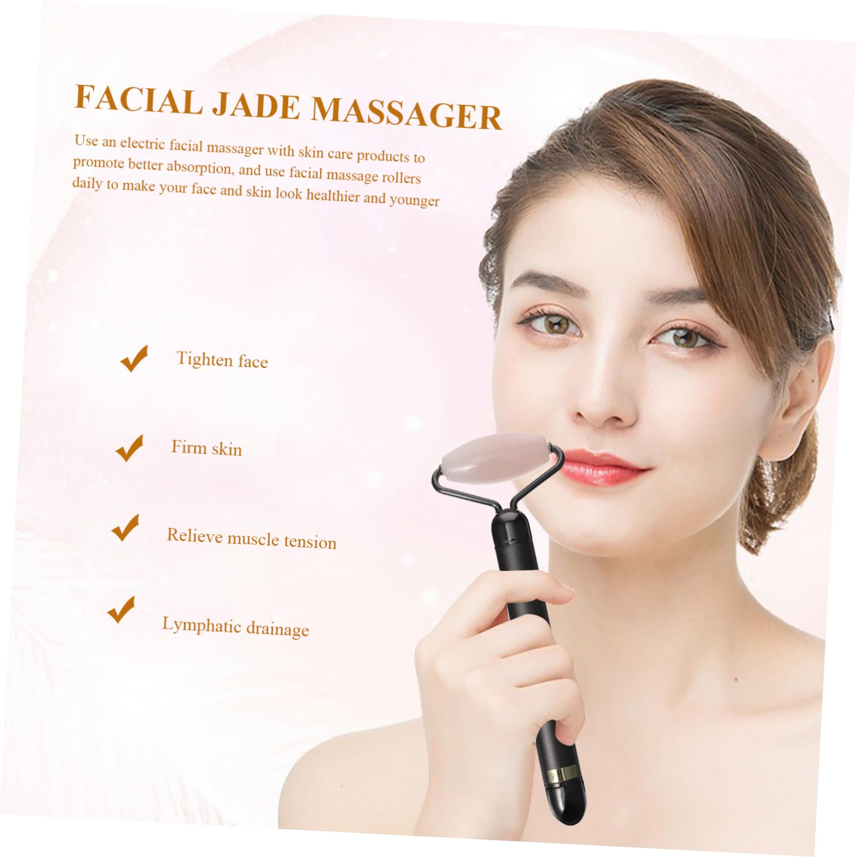 3-in-1 Jade Gesichtsroller Satz aus Jadepulverkristall und Zinklegierung mit Elektrischem Massagegerät zur Gesichtsmassage für Frauen zur Faltenreduzierung und Kollagenförderung