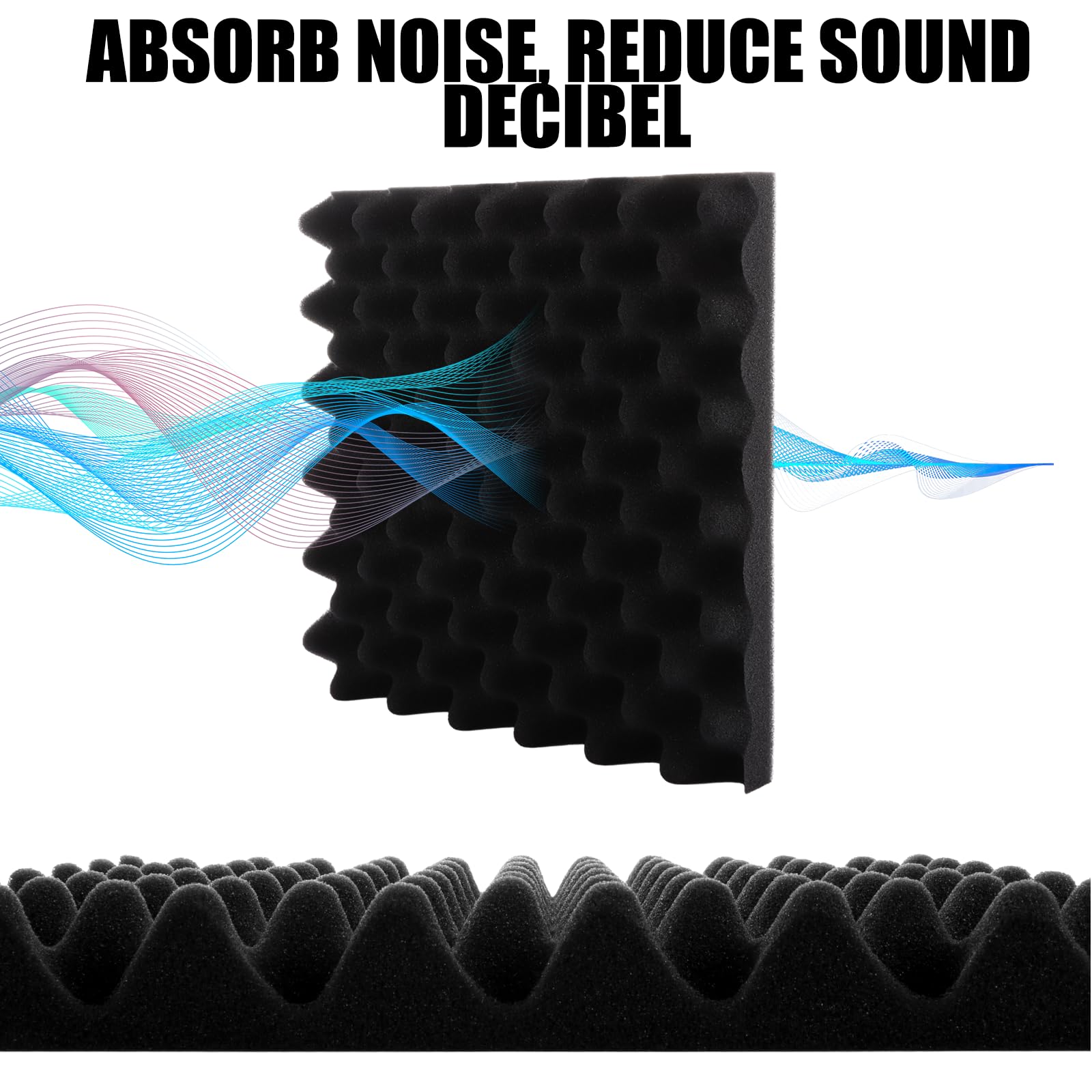 AKOLAFE 24 Pack Sound Proofing Panels for Walls 30x30x3cm Egg Crate Acoustic Sound Absorbing Panels Sound Proof Foam Panels Black Acoustic Wall Panels Sound Insulation Panels for Bedroom Fireproof - Image 3