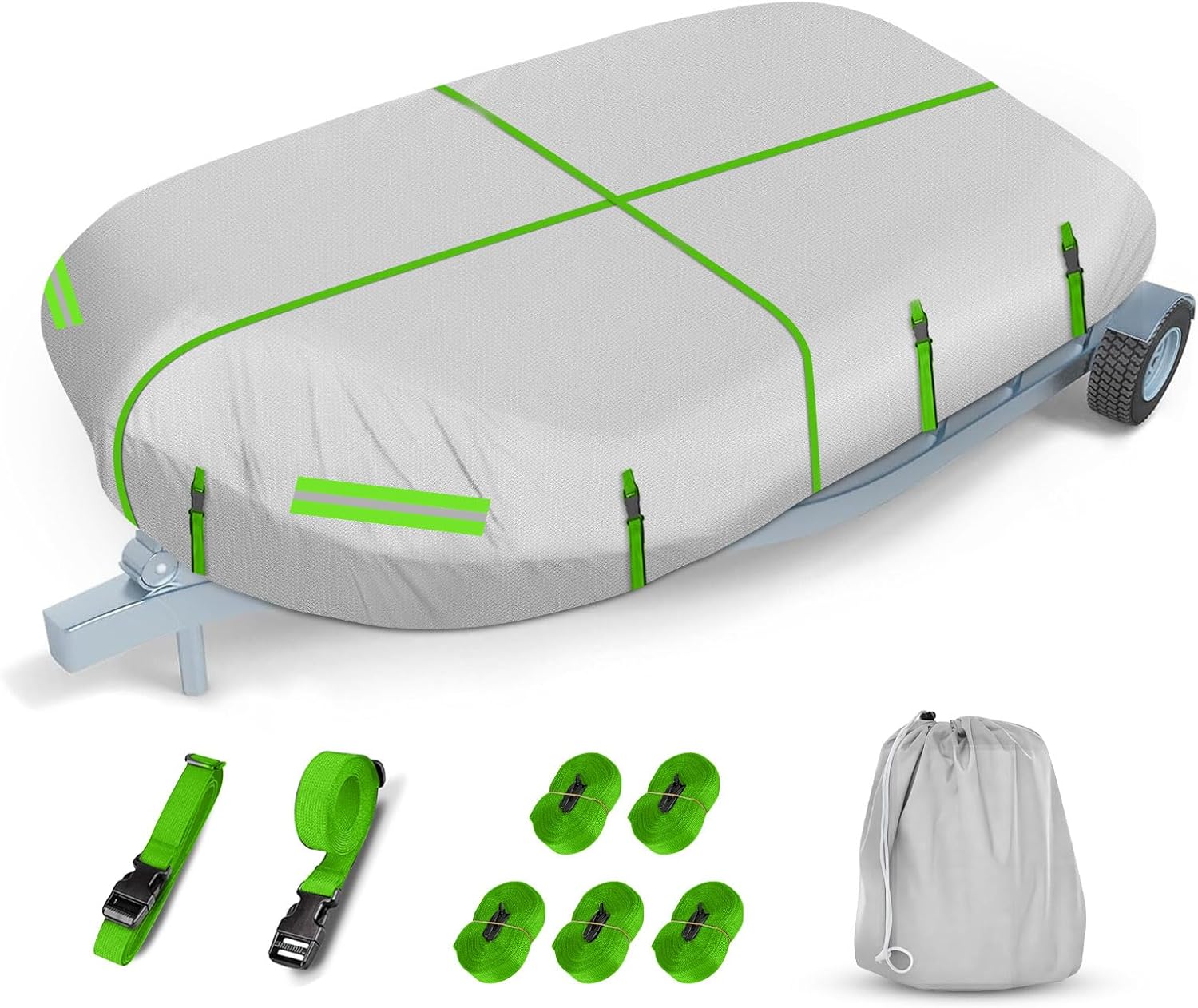(Similar to the image)Inflatable Boat Cover, 600D Marine Grade Fade and Tear Resistant Dinghy Cover, Heavy Duty Waterproof and Sunproof Inflatable Boat Cover, Silver Up to 10.5'-12.5' L, Beam Width 78\"