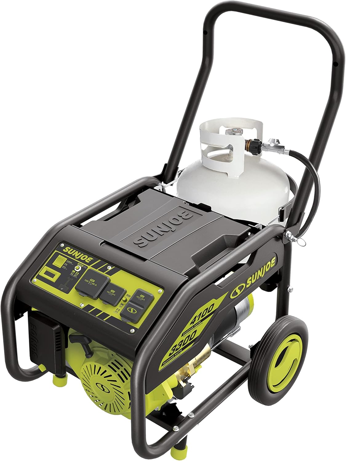 Sun Joe Generator with Propane Tank Attached