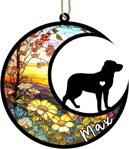 Miniatura 111 de Memorial personalizado para perro, adorno de Navidad de perro pastor alemán con nombre, razas personalizadas, atrapasador de luz para pérdida
