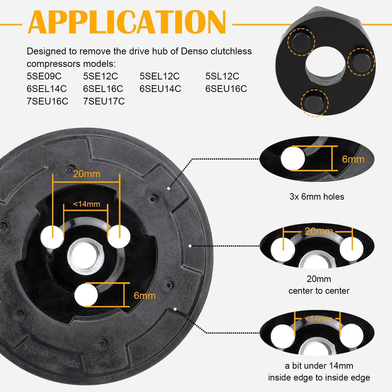 Strumento per la rimozione del mozzo frizione del compressore dell'aria condizionata, 20 mm, adatto per Mercedes-Benz C350 CL550 C280 C350 CL550 5SE09C 5SE12C 7SEU16C (1 PEZZO)