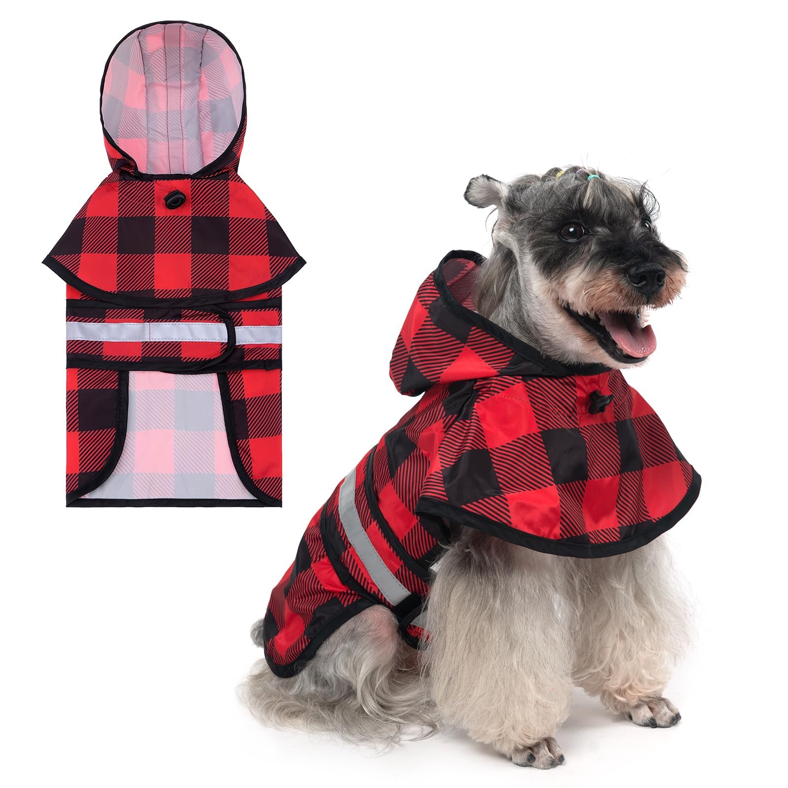 KOOLTAIL Dog Raincoat Hooded Slicker Poncho with Leash Hole