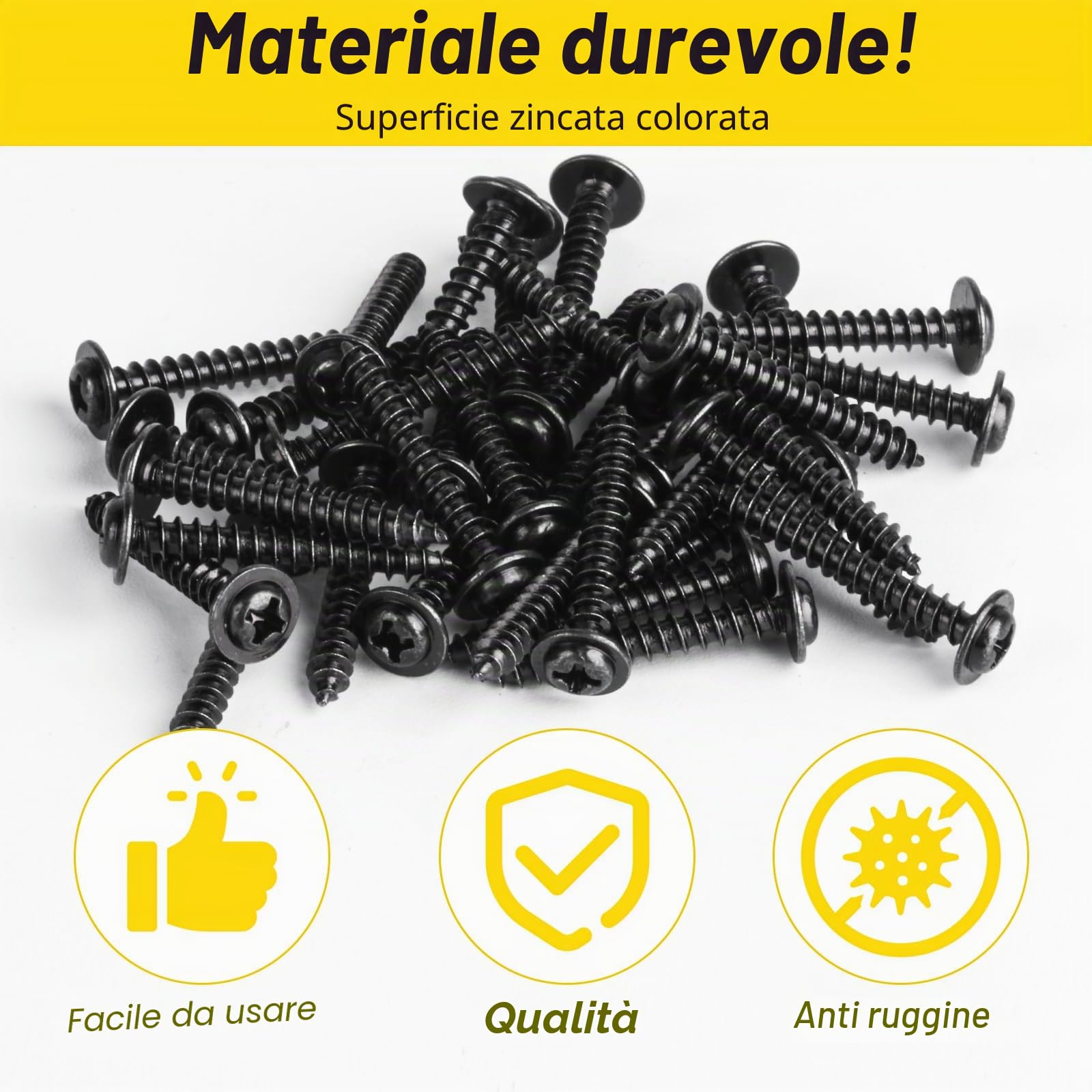 400 Pz M3 M3.5 M4 M5 Set di Viti Autofilettanti a Testa Cilindrica, Piatta e Rotonda, a Croce per Legno, Metallo e Plastica - Nere