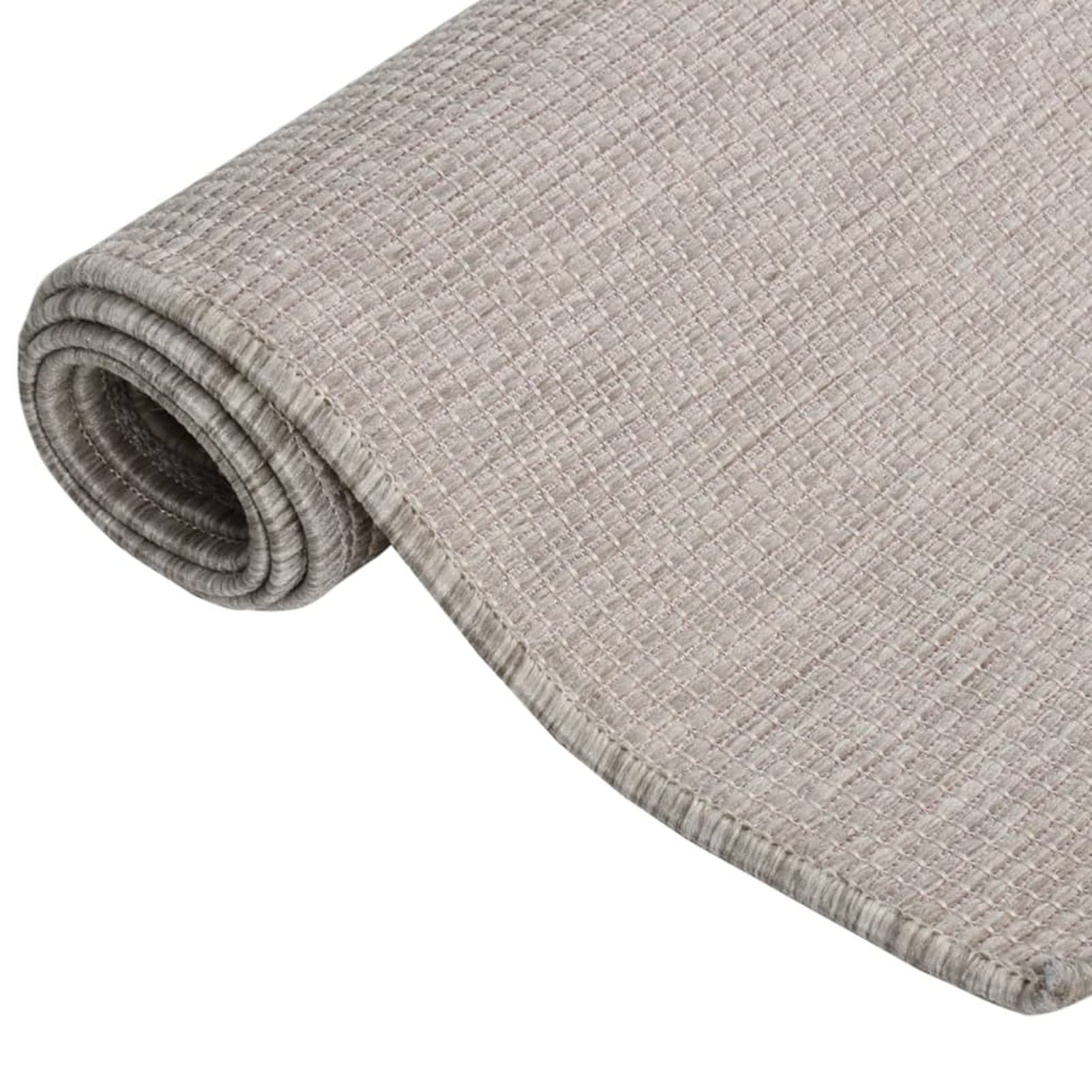 Dywan zewnętrzny z płaskim splotem 160 x 230 cm taupe, zmywalny dywanik zewnętrzny, odporny na warunki atmosferyczne i promieniowanie UV, do balkonu, tarasu-340783