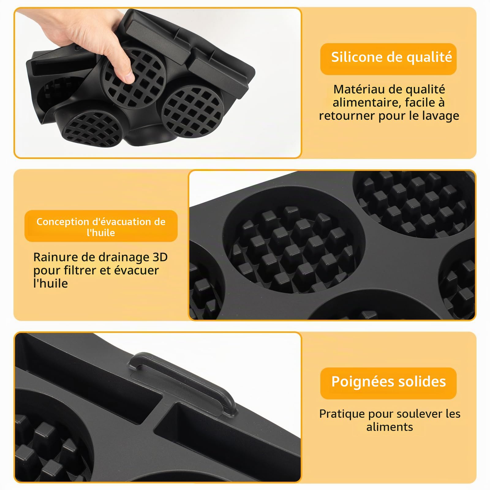 Plaques Gaufres Accessoires Compatible avec Optigrill XL, Insert Gaufrette pour Tefal OptiGrill Elite, Plus, Insert de Plat à Cuisson en Silicone pour Gaufres Belges 4 en 1 2 en 1