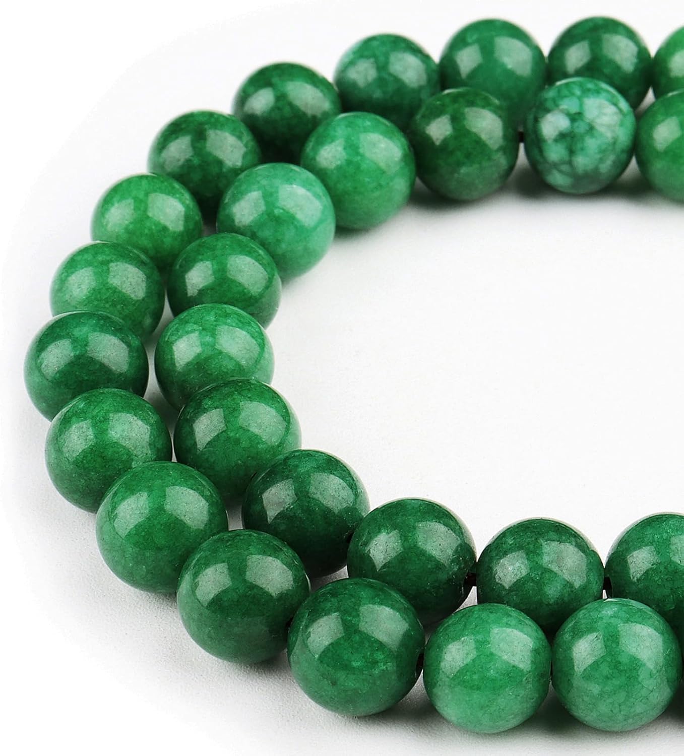 Natural Green Jade Beads for Jewelry Making - Stone Beads Gemstone Beads for Bracelets, 10mm Crystal Round Loose Beads(35-37pcs, 10mm, Green Jade) - Image 2