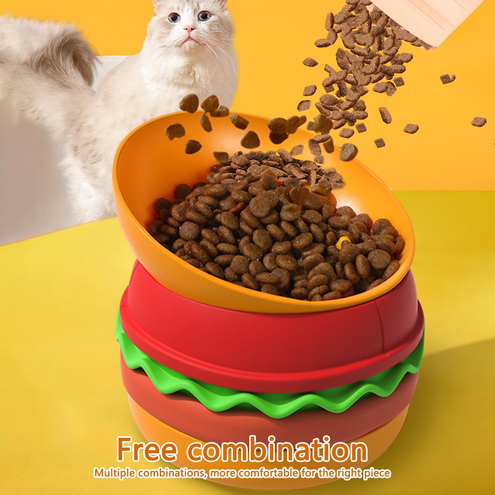 Mangiatoia lenta per gatti, mangiatoia lenta per cibo umido – Dispenser | per hamburger design hamburger anti-soffocamento antiscivolo cibo formazione noia mangiare leccare masticatori