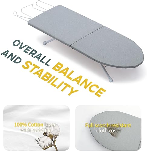 Miniatura 3 de RAINHOL - Tabla de planchar pequeña con soporte para planchar, mini tabla de planchar plegable con cubierta de algodón, tabla de planchar portátil