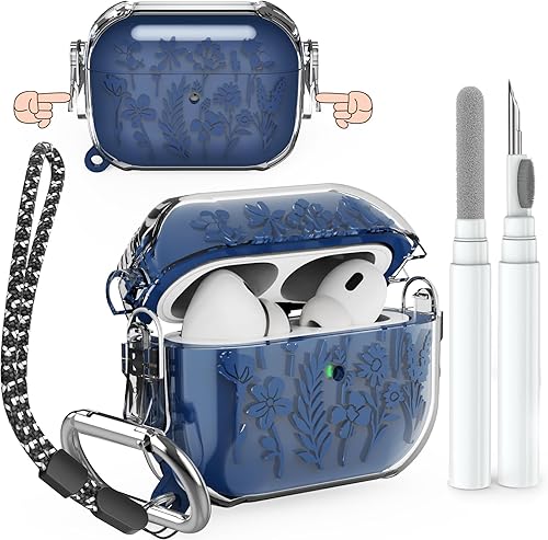 2 cerraduras seguras Funda grabada violeta para AirPods Pro 21 generación, cubierta dura de policarbonato transparente con bloqueo y forro grabado 2 cerraduras seguras Funda grabada violeta para AirPods Pro 21 generación, cubierta dura de policarbonato transparente con bloqueo y forro grabado