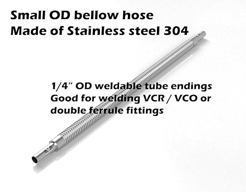 Miniatura 2 de Manguera de fuelle de tamaño pequeño de tubo de diámetro exterior de 14 pulgadas para accesorios de compresión Swagelok (extremo del tubo  14