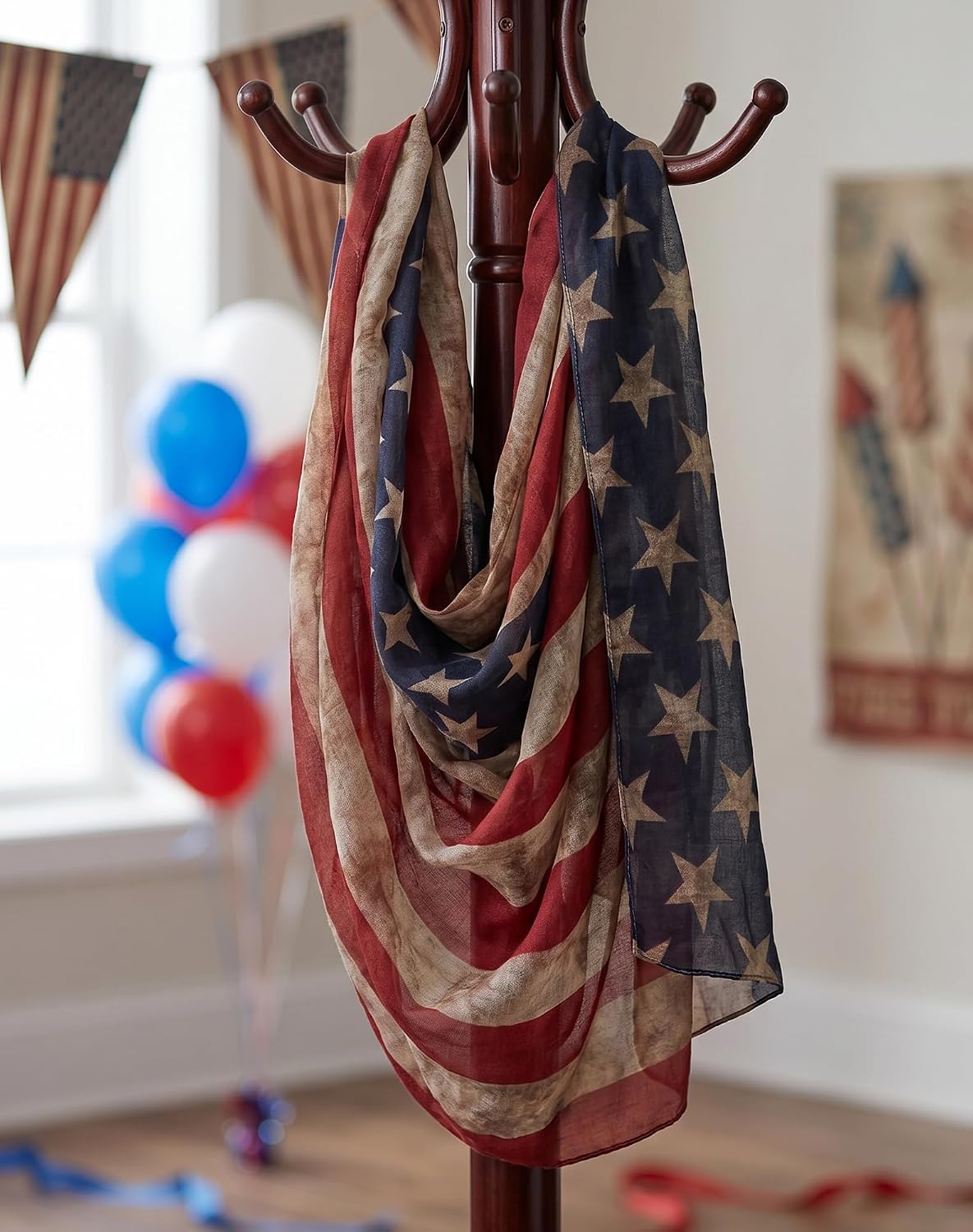 redgino 2 Pack USA American Flag Scarf Beach Wrap Soft Lightweight Day Accessories for Women 71" X 35"