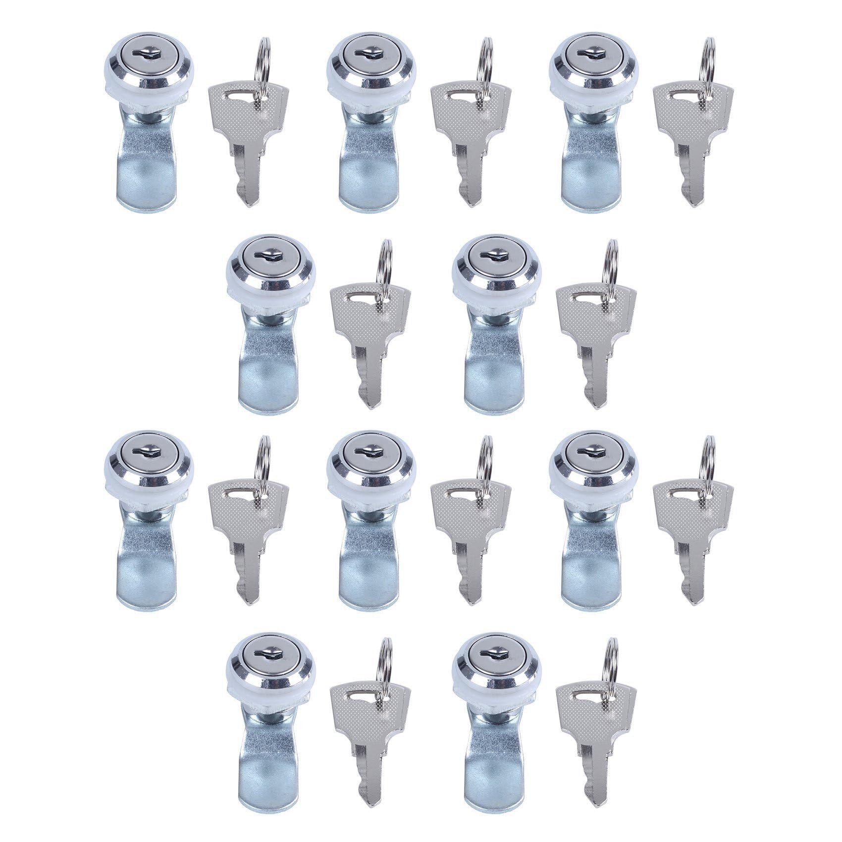 Jnchdghwa As Shown 10X Useful Cam Locks For Lockers,Cabinet Mailbox,Drawers, Cupboards + Keys