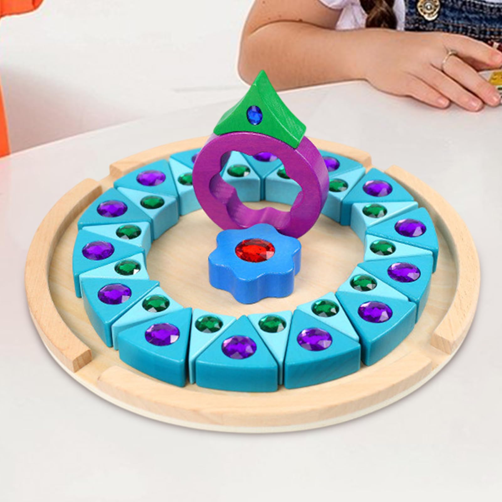 Bloques Apilables De Gemas Creativo Centelleante De Madera | Bloques Aprendizaje Temprano para fomentar la creatividad, aula, aprendizaje temprano, desarrollo motor fino