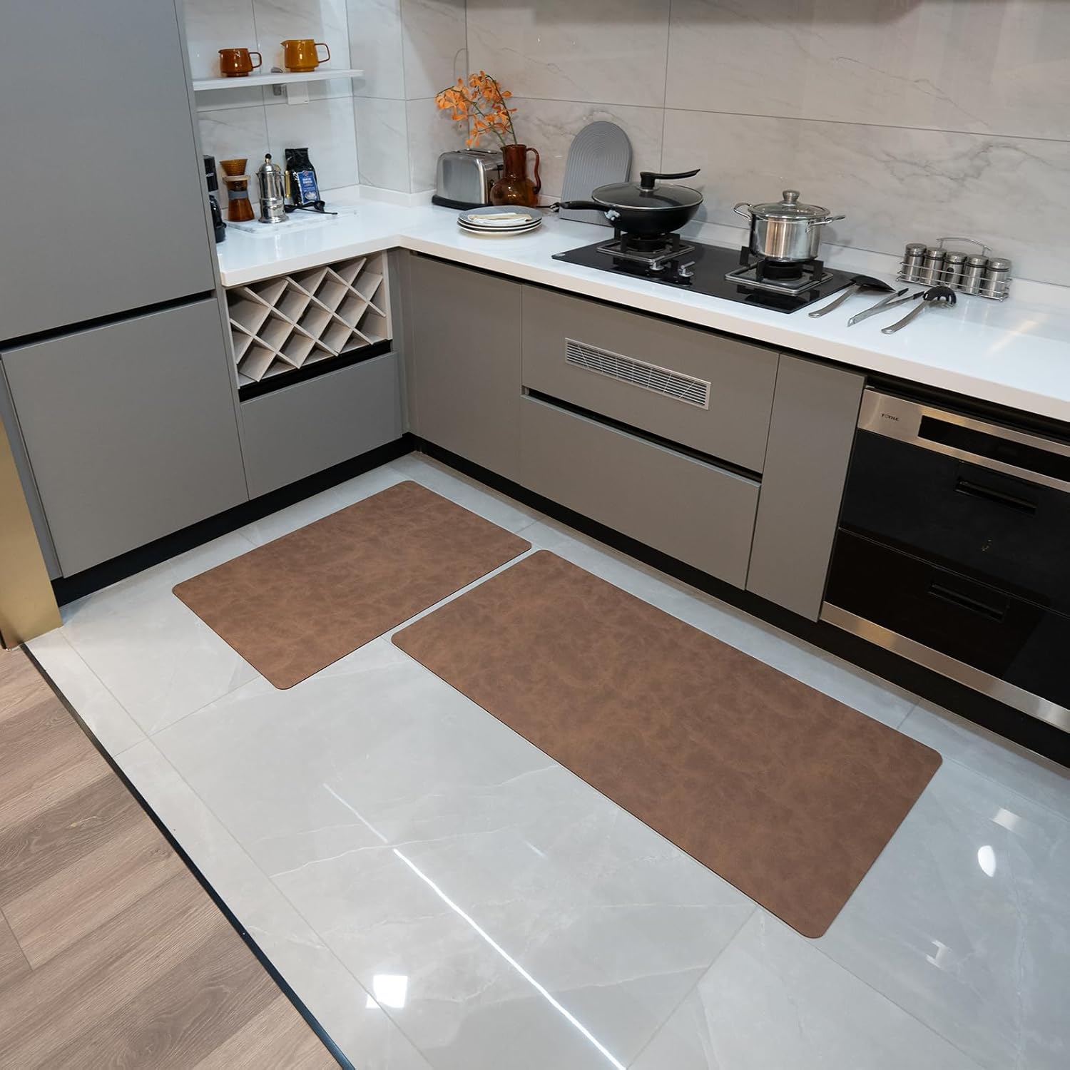 Vidass Kitchen Rugs Sets Farmhouse Non Slip Kitchen Rugs