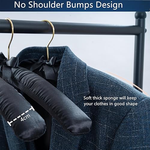 Miniatura 5 de Colgador acolchado de satén azul marino extra grande de 17 pulgadas, sin golpes, para trajes, abrigos, suéteres, paquete de 5