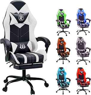 play haha Gaming Chair with Footrest & Lumbar Support,Reclining Swivel Chair,Ergonomic Gaming Chair for Adults, High-Back Racing Style,Adjustable Height with Headrest Pillow