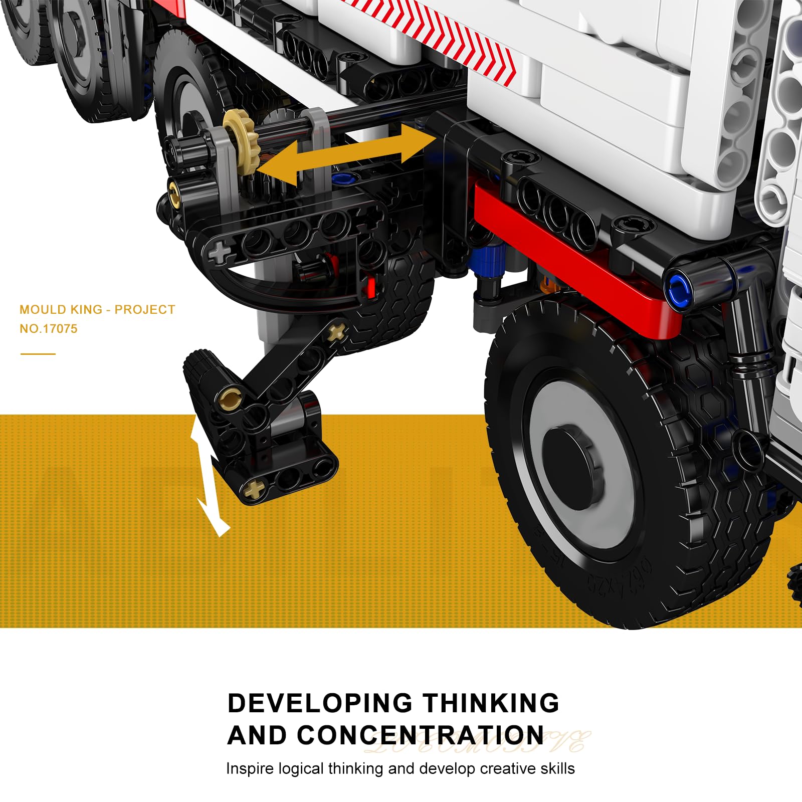 Mould King Technik Kran, APP und ferngesteuertes motorisiertes Kranmodell, 17075 High-Tech motorisiertes LKW-Modell, Bausatz für Erwachsener und Jungen ab 14 Jahren, (3248 Teile)