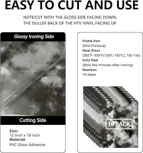 Miniatura 8 de FUNKAKA Paquete de vinilo de transferencia de calor amarillo HTV de 12 x 10 pulgadas, vinilo amarillo brillante para planchar para camisetas, 10