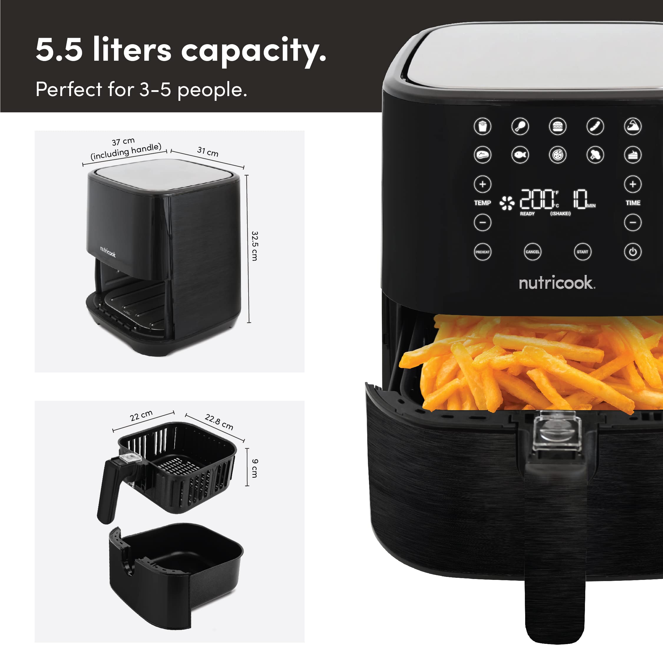 Buy Nutricook Air Fryer 2, 1700 Watts, Digital Control Panel Display