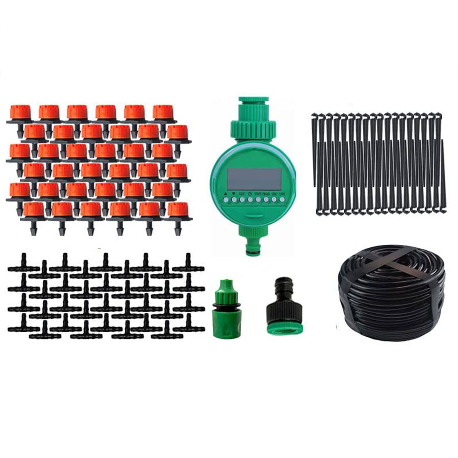 30M Kit Irrigazione a Goccia con Timer, Sistema di irrigazione da Giardino, Micro Drip Irrigation Kit Irrigazione Automatico Irrigazione a Goccia Kit per Paesaggio, aiuola, Piante da terrazza
