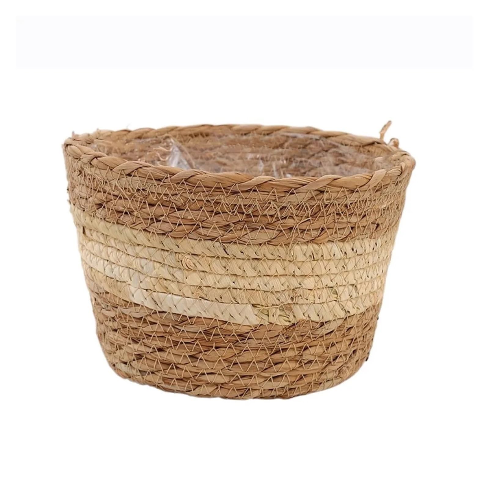 Wiklinowy kosz piknikowy, Straw Weaving S/M/L Plant Pot Storage Basket For Indoor Outdoor Plants Flowers(L-Style B)