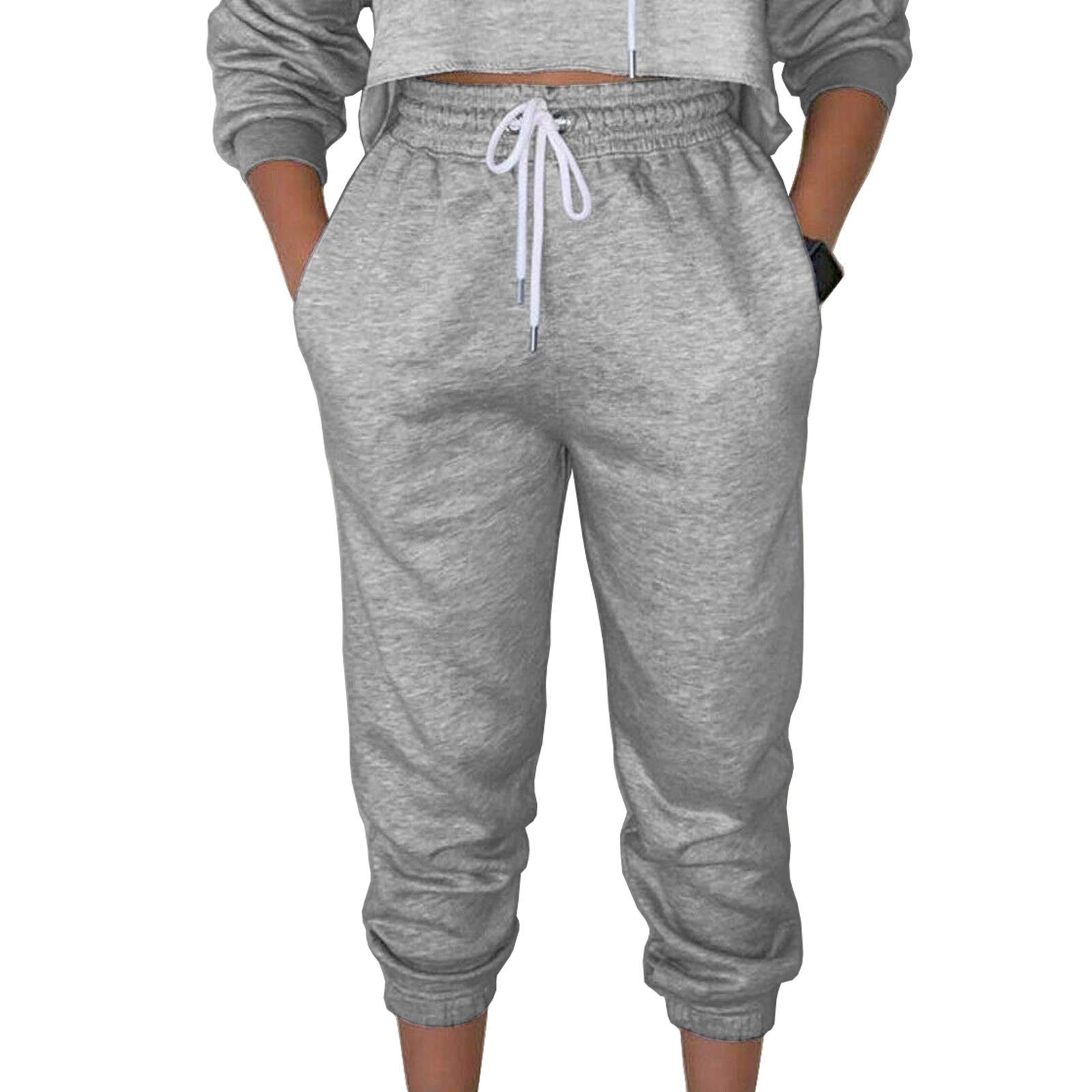 AMOS Women Cuffed Joggers Sweatpants Casual Tracksuit Bottoms (Grey, 8)