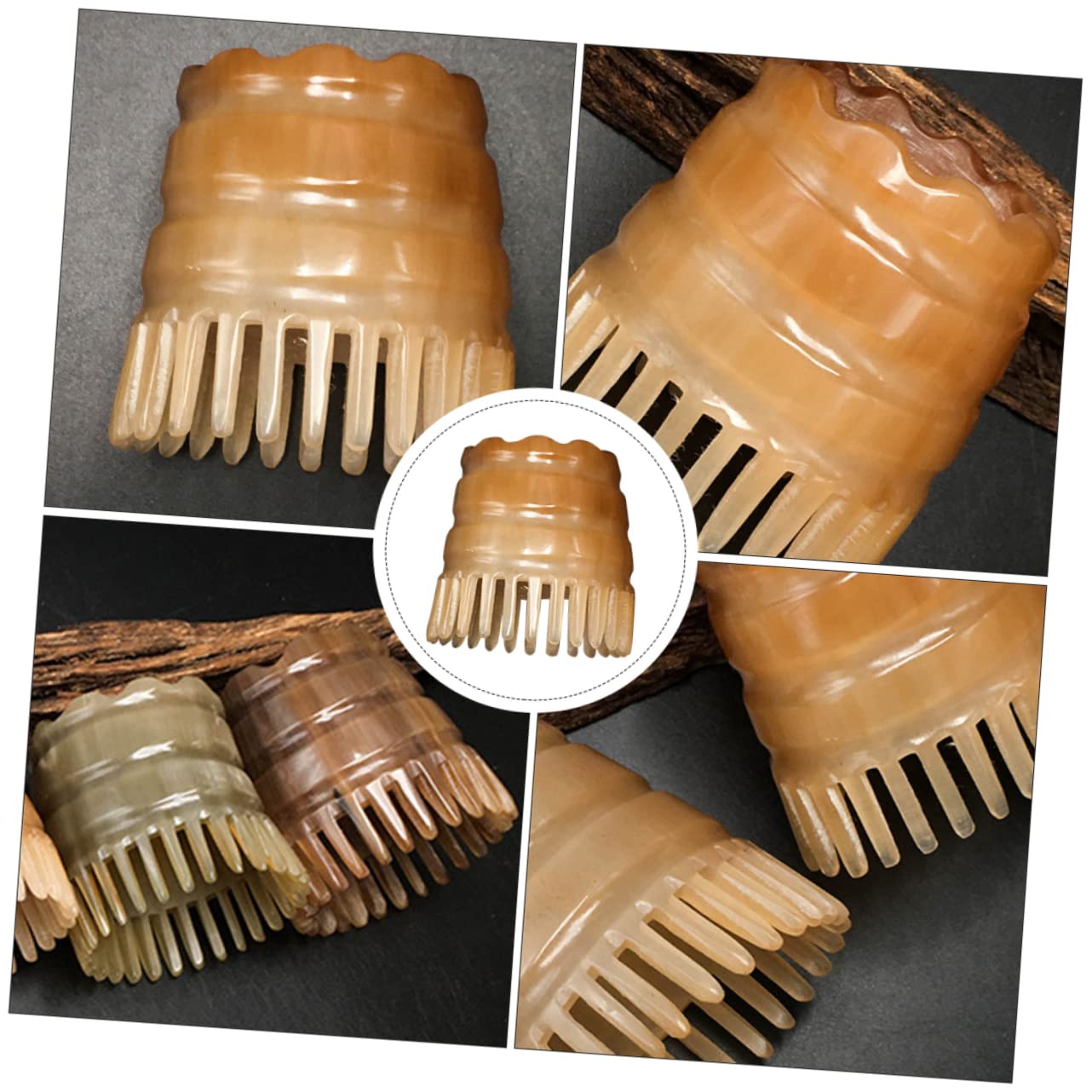 Masajeador de Cuero Cabelludo Cepillo de Champú de Cuerno de Buey Artesanal, Plástico Duradero para Lavado y Masaje del Cabello Color Aleatorio