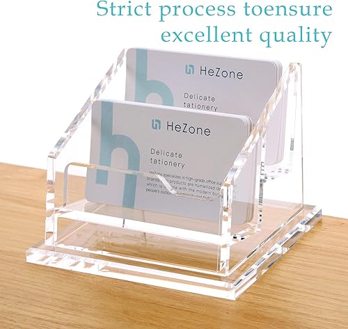 Miniatura 4 de Tarjetero de visita para exhibición de escritorio, suministros de oficina de acrílico transparente, soporte organizador de tarjetas, 2 ranuras, 1