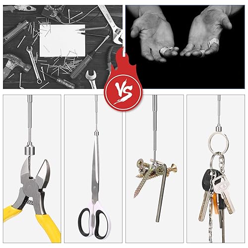 Miniatura 6 de 12 herramientas telescópicas de recogida de imanes en 2 libras, dispositivo magnético con clip de bolsillo, herramienta magnética para recuperar