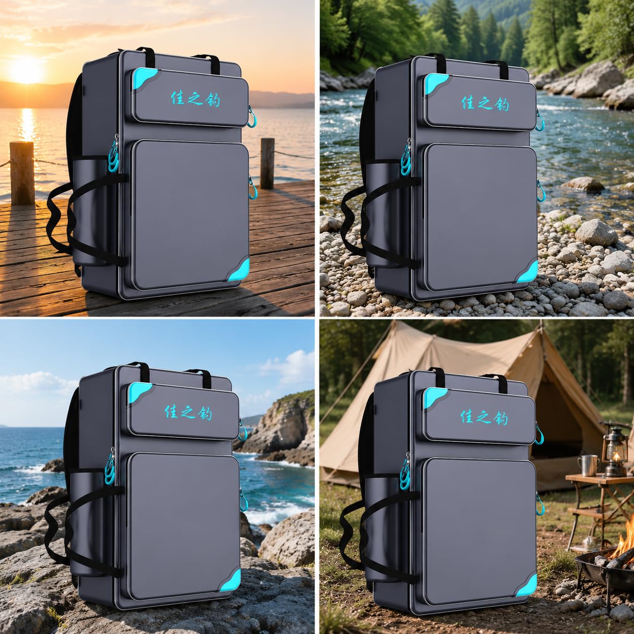Zaino da Pesca Impermeabile e Borsa Porta Canne per Attrezzatura da Pesca, Rinforzato con Filo d'Acciaio, per lago, Borsa principale stile europeo 80cm, 80cm
