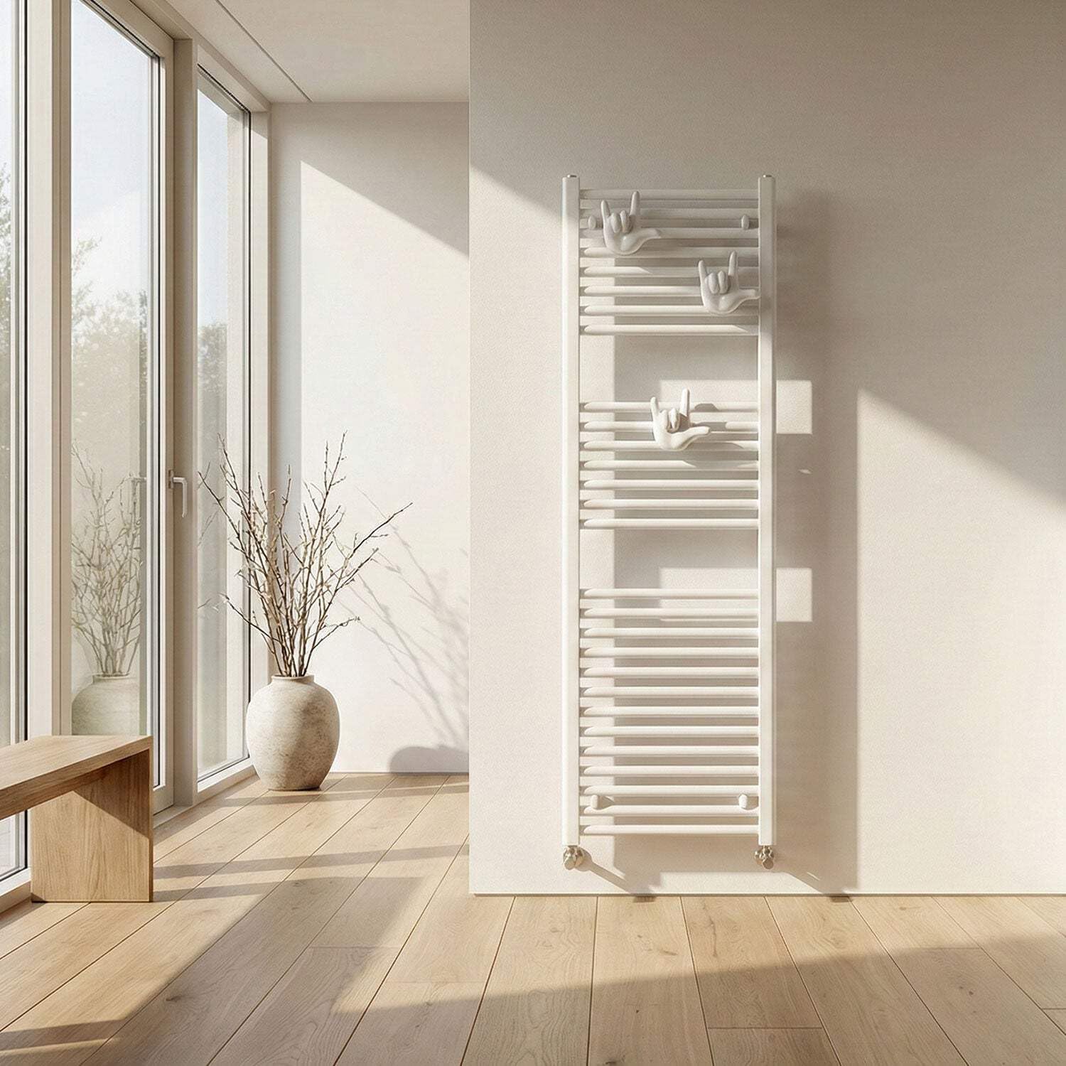 Ti Amo Appendino Bianco in Ceramica per Radiatore e Muro, Portata 10 kg, Prodotto Artigianalmente in Italia