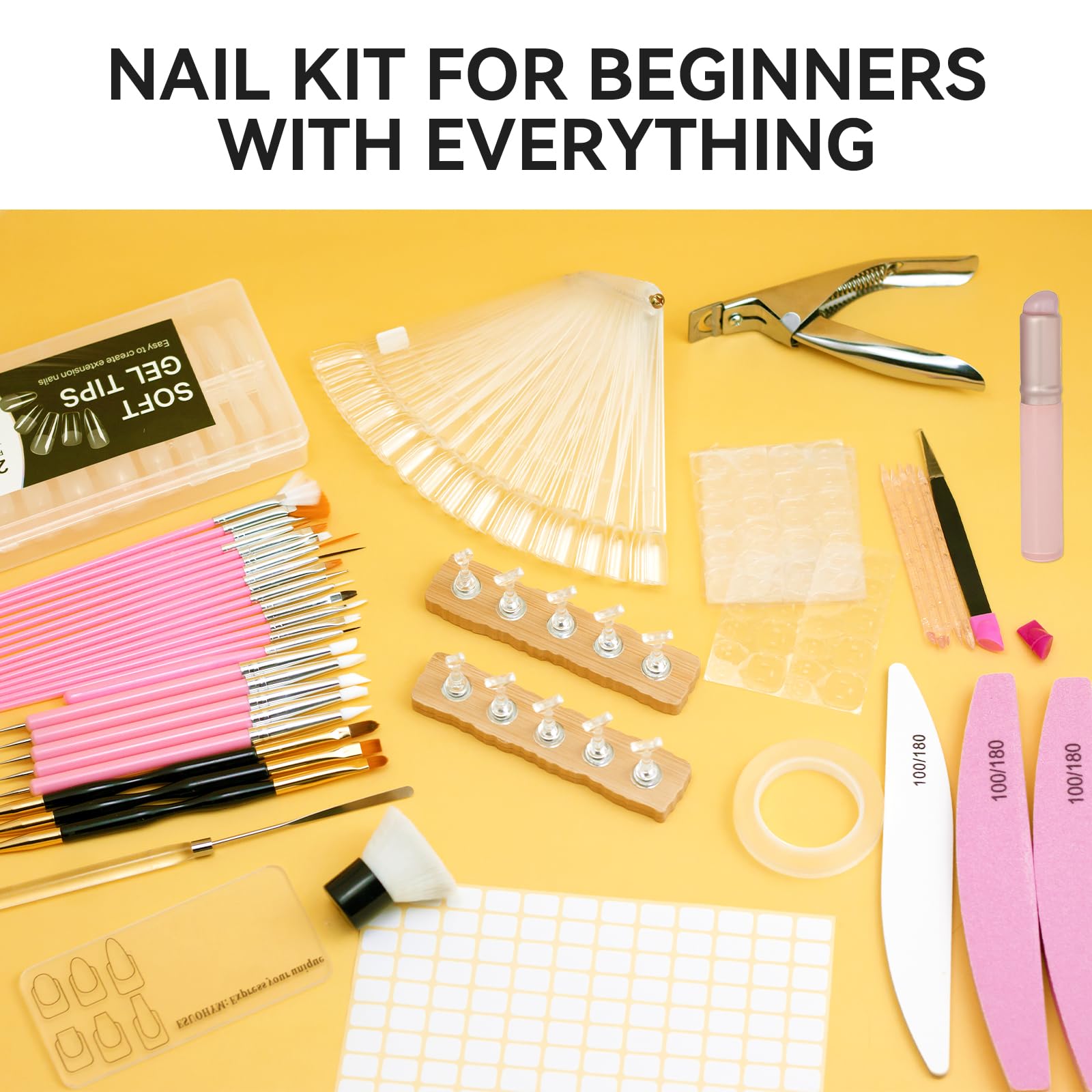 Acrylic Press-On Nail Kit with 240 Clear Nail Tips and Art Tools