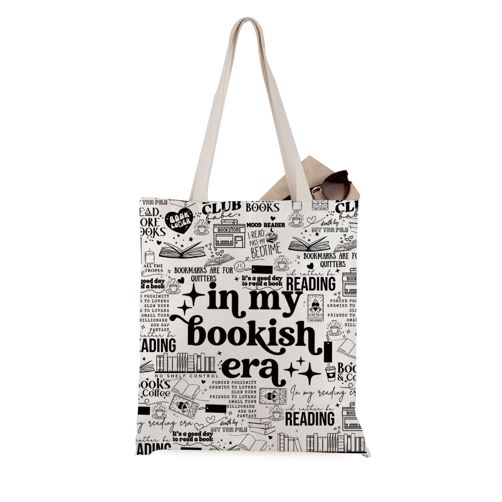 WCGXKO Reading Lover Gift In My Bookish Era Tote Bag Bookworm Reader Gift Book Club Grocery Bag