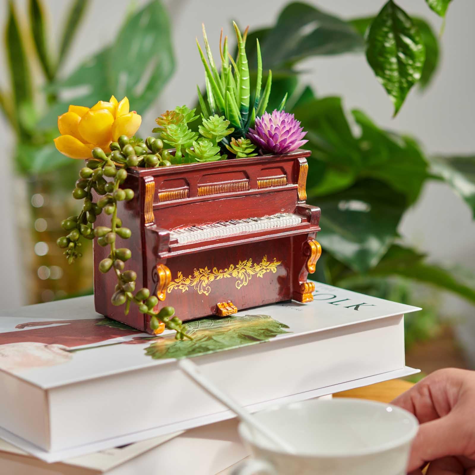 Amazon.co.jp: KIKTOP ピアノ装飾プランター植物ギフト - デスク装飾
