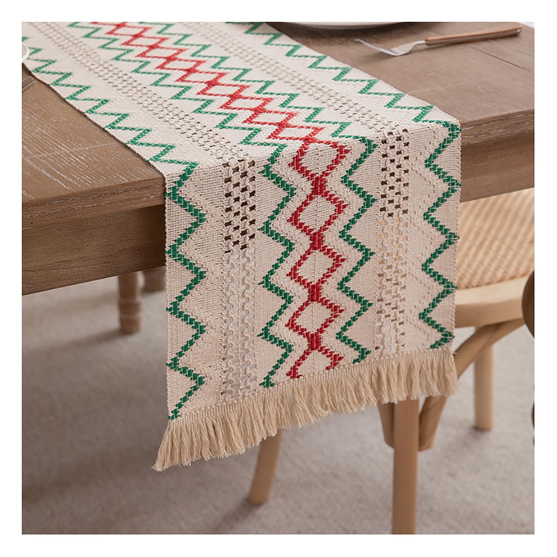 NIUSABOU Kitchen Dining TableDecoration, Cotton Linen Table Runner With Fringe Farmhouse Rustic 30x(50-300) cm(G,30x160cm(11.8x62.9in))