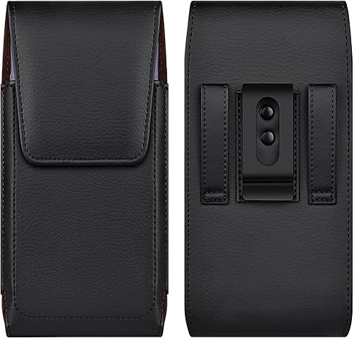 Funda de cuero para teléfono celular con clip para cinturón, cierre magnético fuerte para iPhone Pro Max, Plus 16 15 14 13 12 16e, Samsung Galaxy