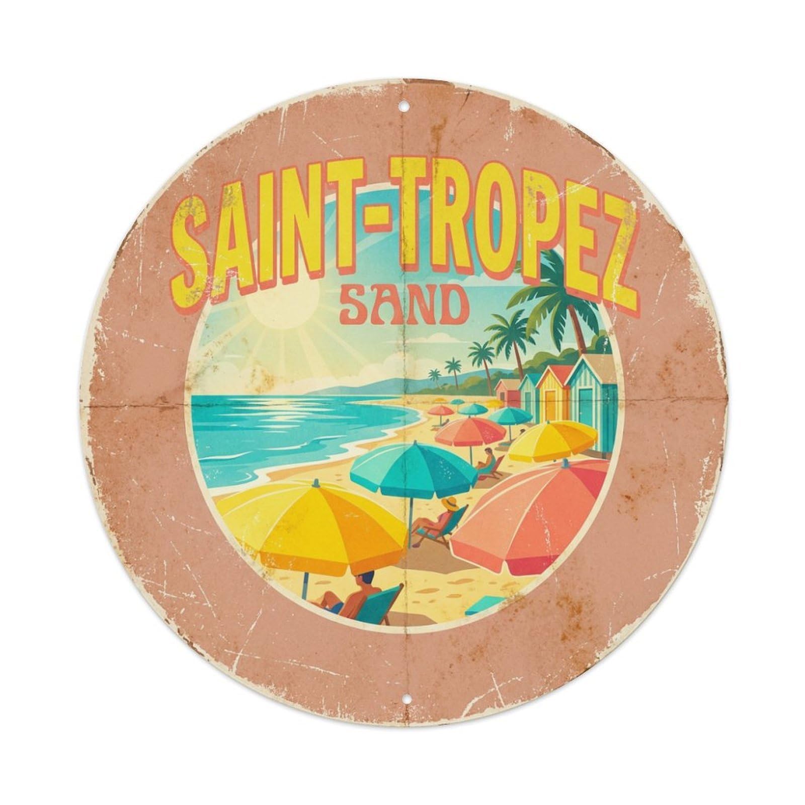 Tgrcjimh Style Metal Tin Sign Vintage Travel Saint-Tropez France