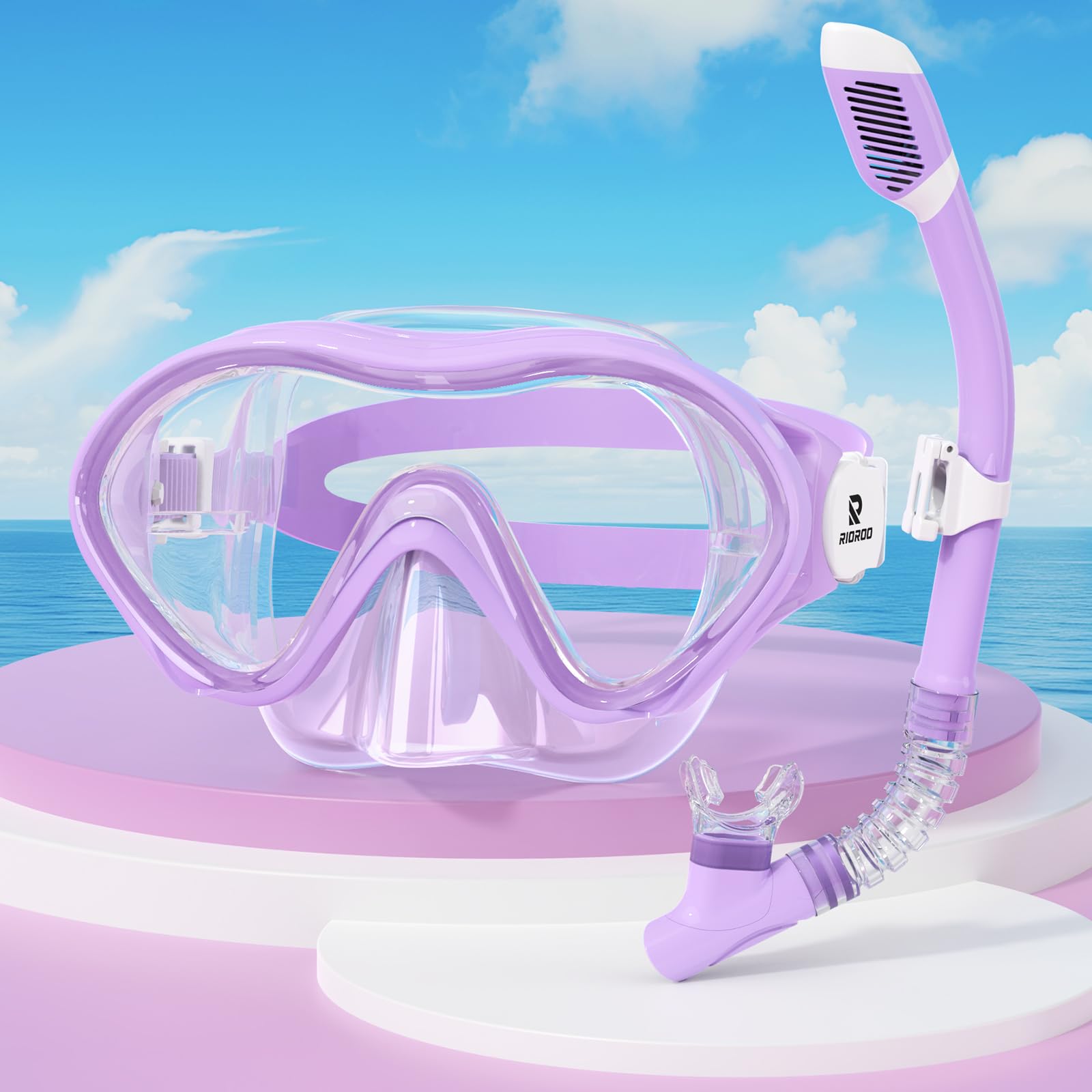 RIOROO Taucherbrille Kinder,Schnorchelset für Jungen Mädchen,Schwimmbrille Kinder mit Nasenabdeckung Anti Nebel Anti-Leck Tauchmaske 180°Panorama HD Schwimmmaske für 4-14 Jahre