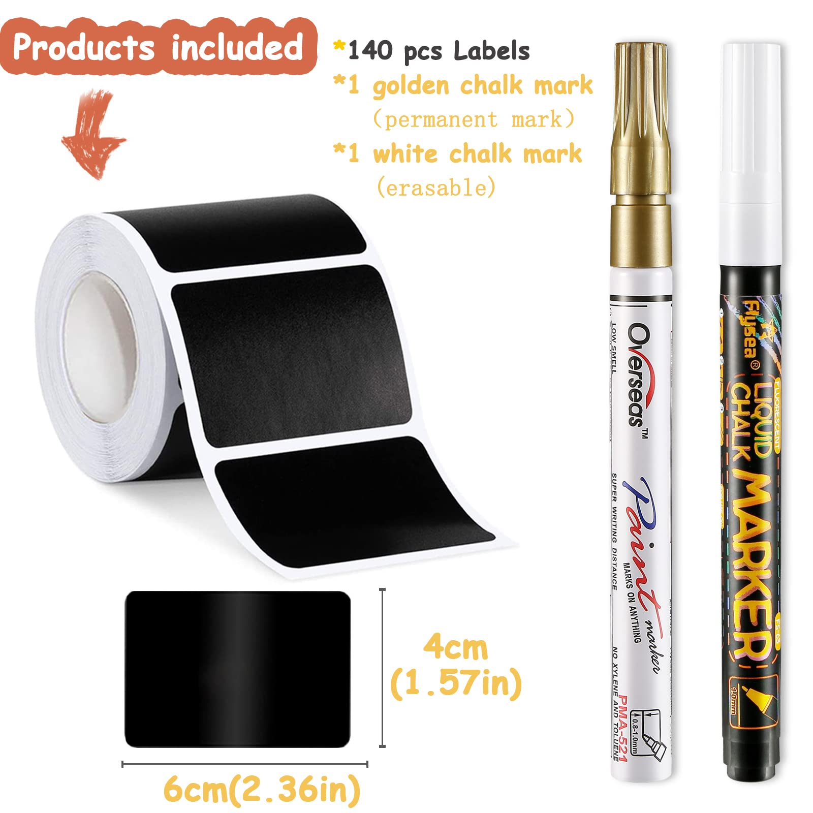 Etichette Lavagne Riutilizzabili, Etichette Adesive Impermeabili Con 1 Pennarello Cancellabile A Gesso Liquido, 120 Pezzi Adesivi Rimovibili Per Contenitori, Barattoli, Bottiglie, Dispensa, Ufficio