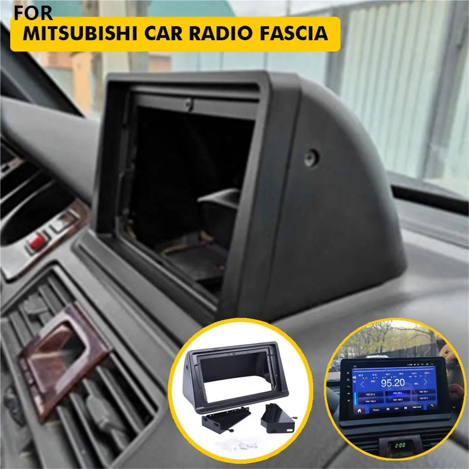 Ramka do radia samochodowego 2-DIN 9-calowy panel radia samochodowego pasujący do ramki radia Pasuje do Mitsubishi Pyjero, adapter płyty nawigacyjnej