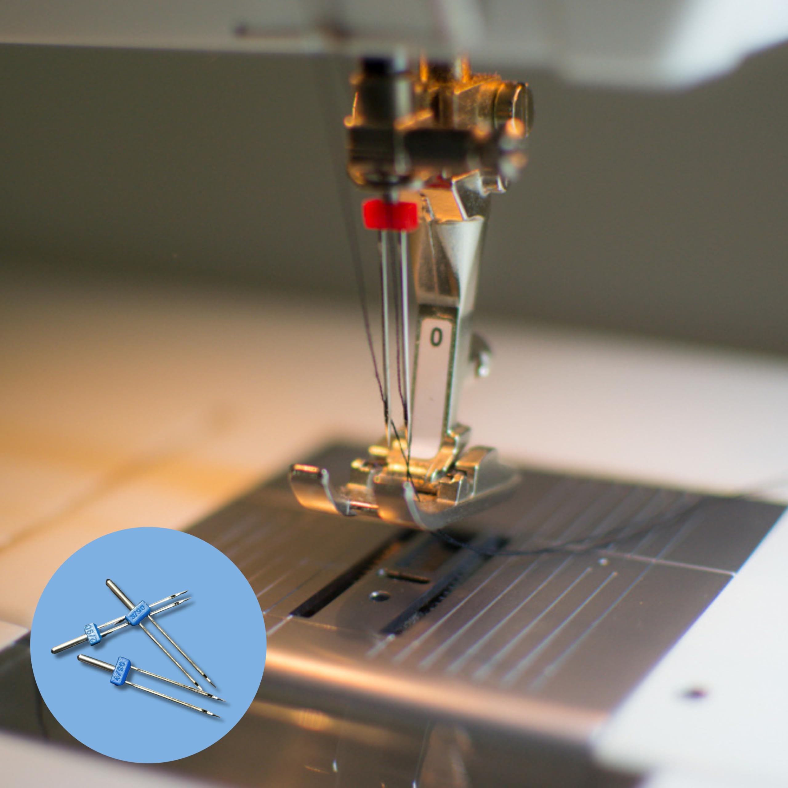 Zenith 2 Twin Needles and 1 Premium Bobbin Case Combo for Automatic Sewing Machines Like Usha Janome, Brother, and Singer Fashion Maker, Steel (2 Twin Needle + 1 Bobbin Case) — Amazon image 3